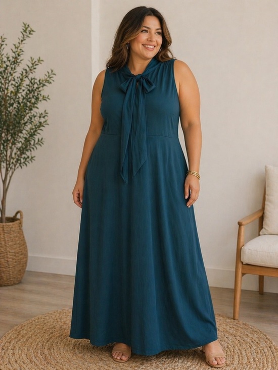 Eloquii Dresses & Skirts - Eloquii Sleeveless Teal Tie-Neck Maxi Dress